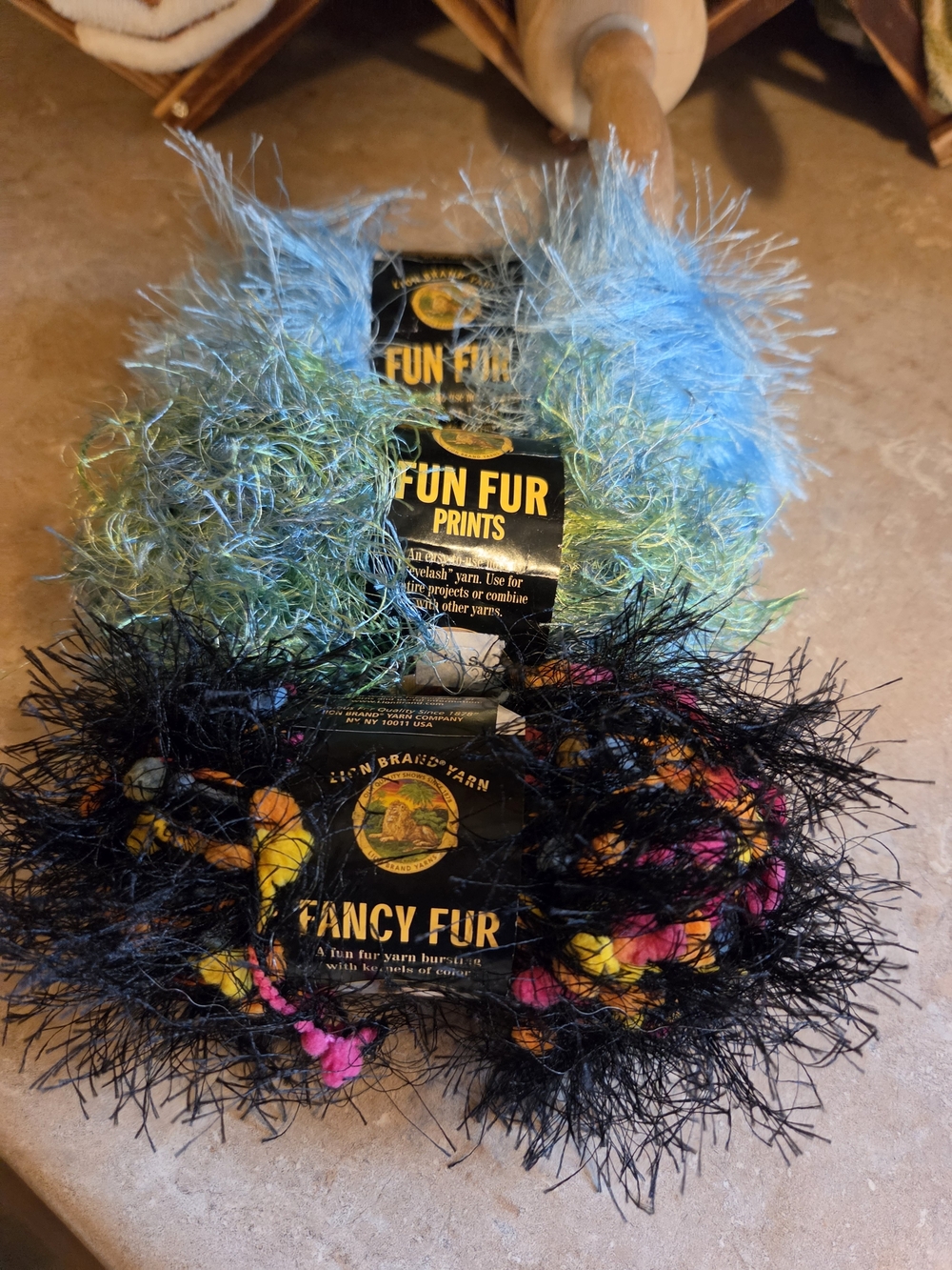 Lion Brand Fun/Fancy Yarn 3 Bundles